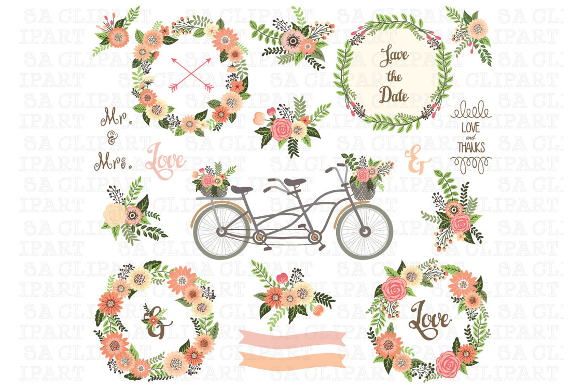 Wedding Floral Clipart, an Illustration by SA ClipArt