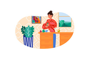 Woman modeling fruit from plasticine, a Person Illustration by vectorpointstudio