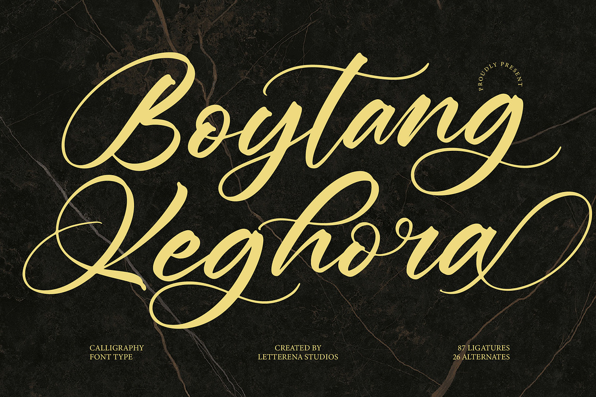 Boytang Keghora Calligraphy Font, a Script Font by Letterena Studios Script (Photo 1 of 20)