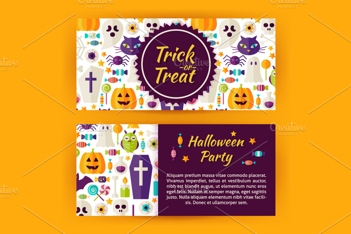 Halloween Party Vector Flat Banners, a Flyer Template by Anna_leni (Photo 3 of 6)