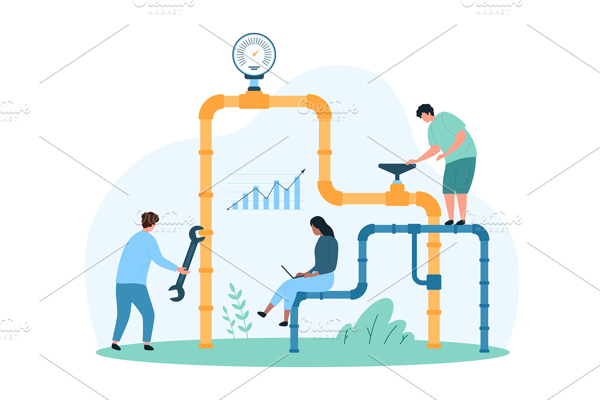 Natural gas pipeline system, an Illustration by Flashvector