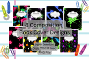 8 Neon Themed Composition Book Cover, a Pattern Graphic by SmallTownDigital (Thumbnail 1 of 4)