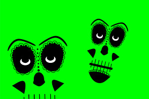 Skull Vector Background Green