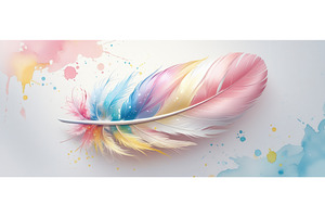 Vibrant multicolored feather with, an Illustration by tilialucida