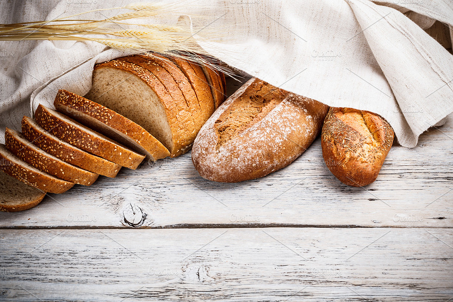 Freshly Baked Traditional Bread Stock Photo Containing Background And
