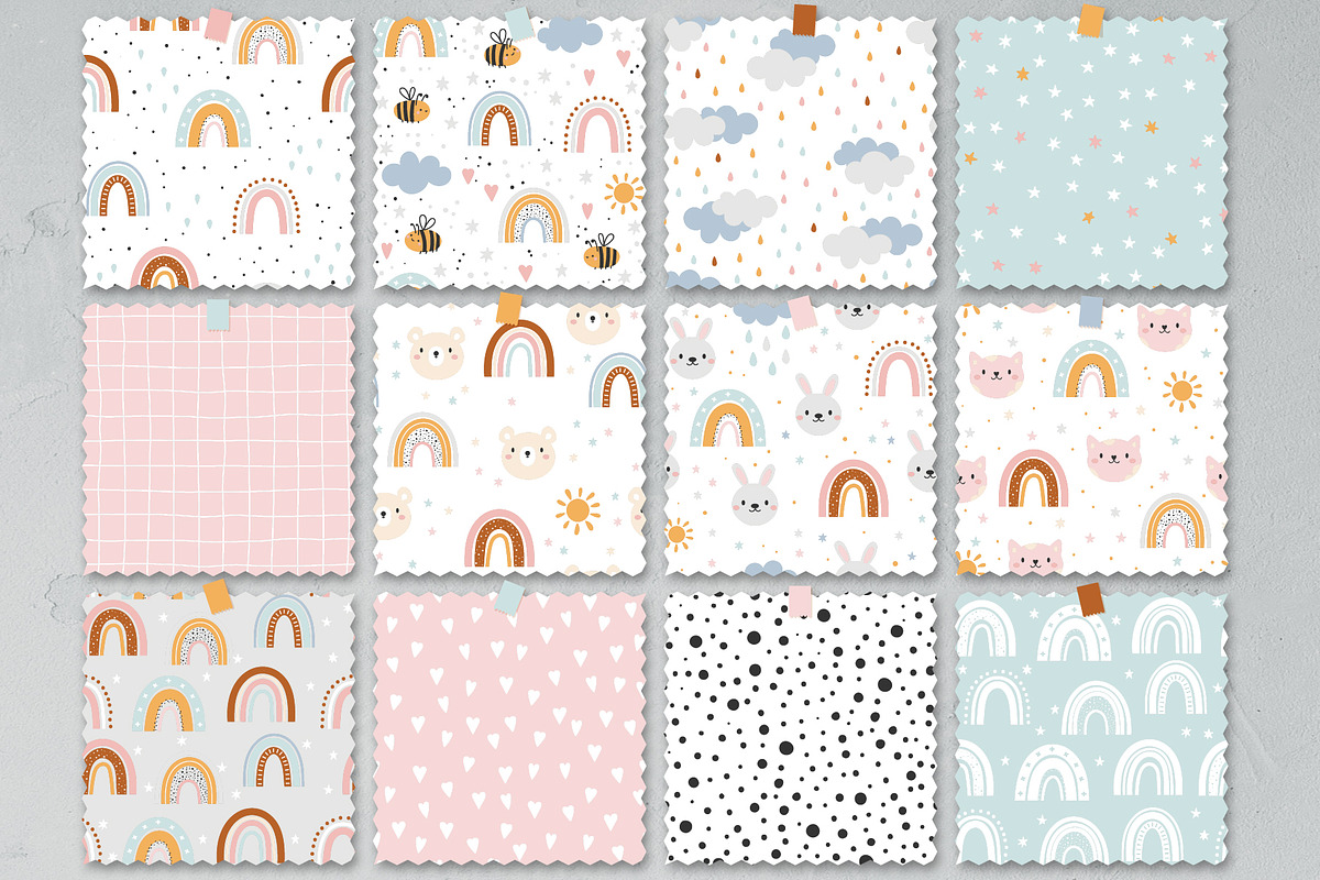 Cute rainbow patterns., an Illustration by rosypatterns (Photo 2 of 6)