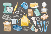Watercolor Baking Supplies Clipart, a Food Illustration by ArtGiftsStudio (Thumbnail 4 of 4)
