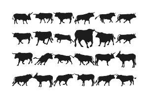 Bull Silhouettes Set 1 Procreate