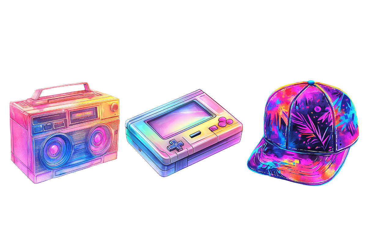 90s Neon Retro Clipart Bundle, an Illustration by Daily.Designs (Photo 3 of 3)