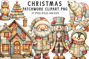Patchwork Christmas Clipart Bundle P, an Illustration by Libby Wishes
