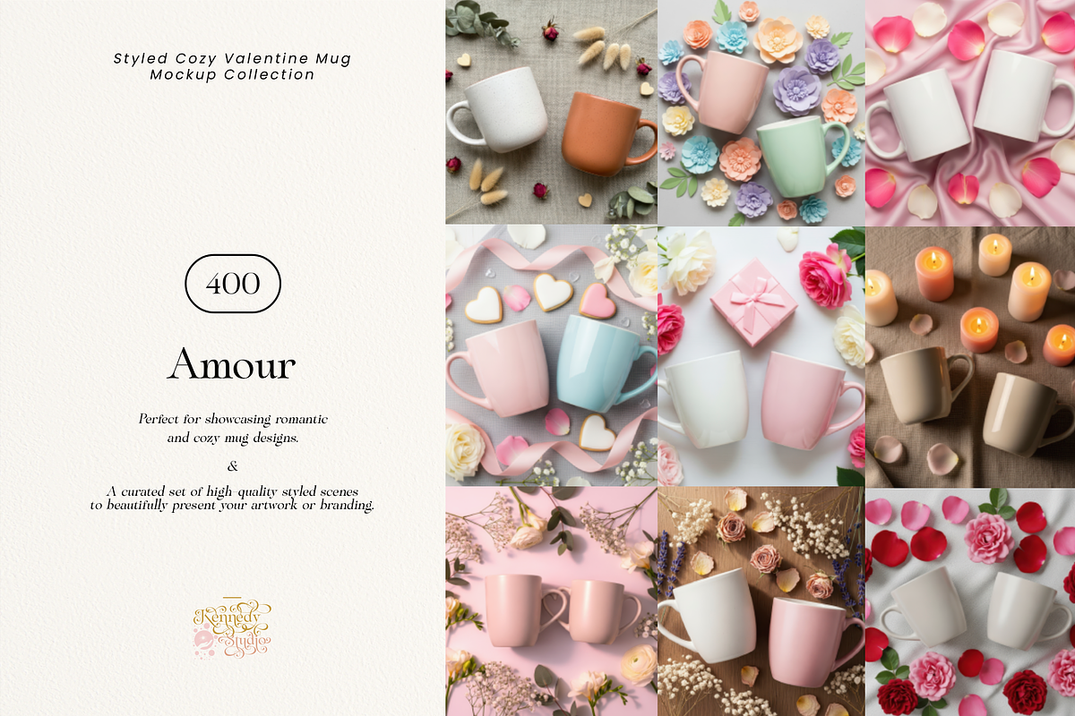 Romantic Couple Mug Mockups 400 JPG, a Cups & Container Mockup by KennedyStudio (Photo 1 of 14)
