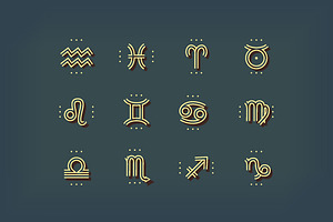 Thin line zodiac icons set