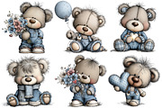 Denim Bears Clipart, an Illustration by Pixels.Craft (Thumbnail 4 of 5)