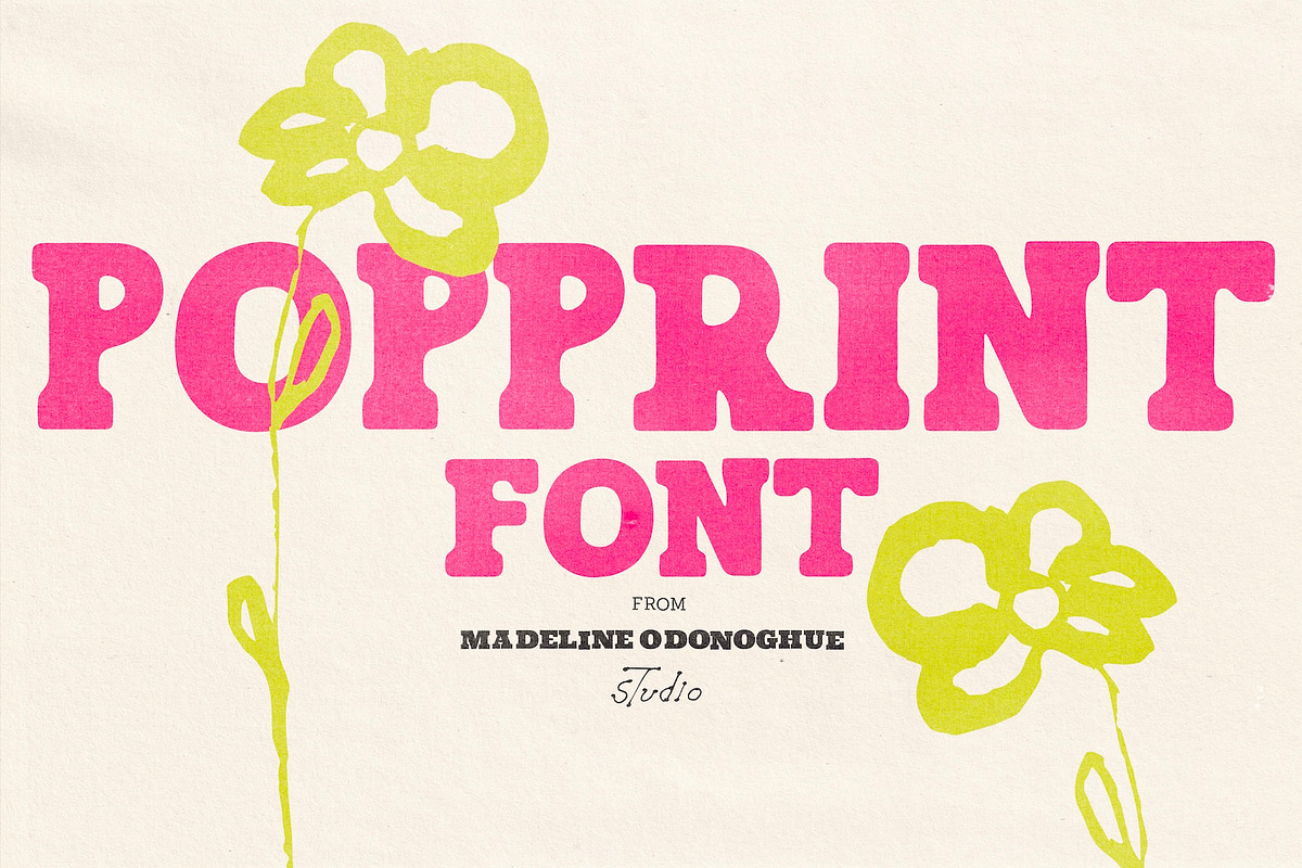 Pop Print Retro Display Font, a Sans Serif Font by Madeline ODonoghue Design (Photo 5 of 9)