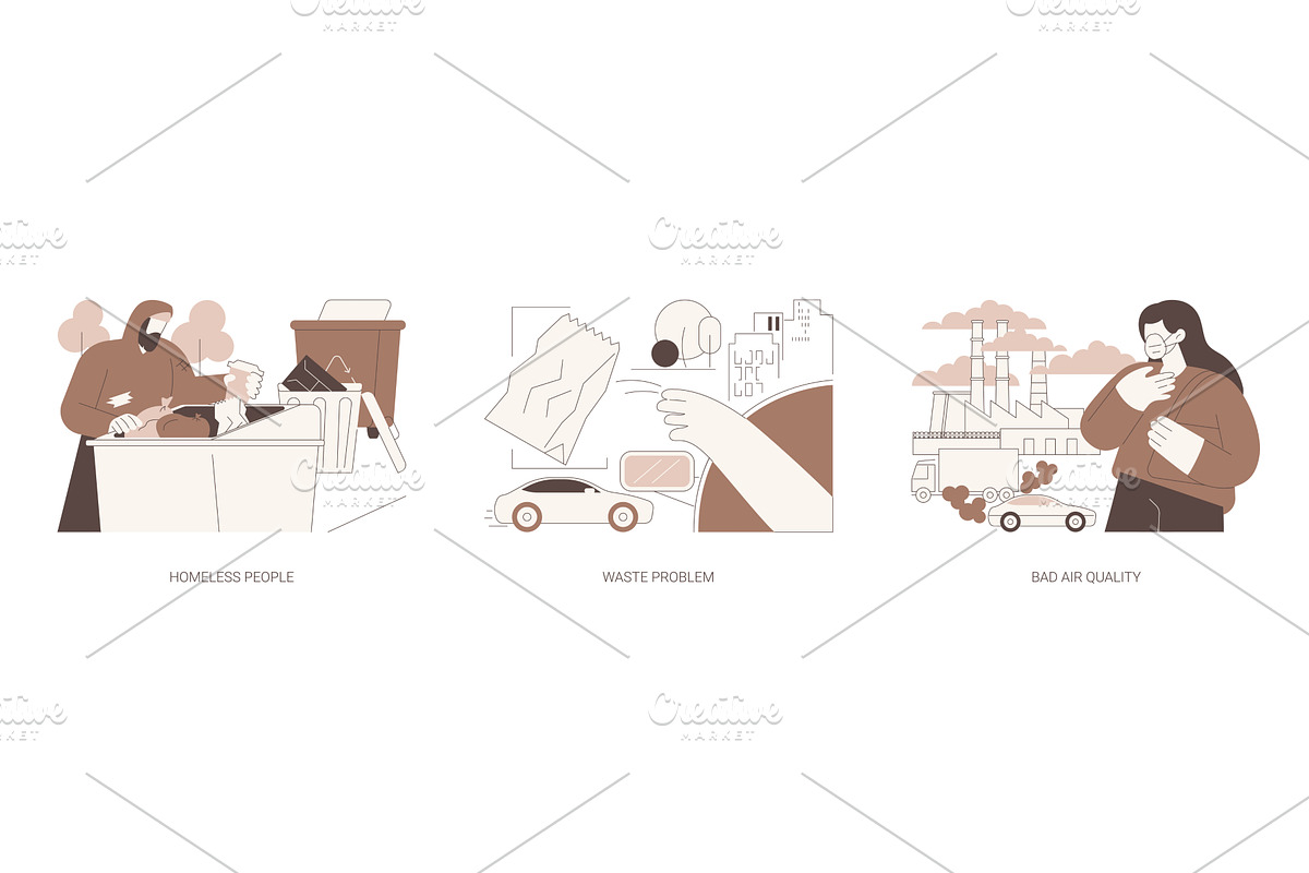 City problems isolated cartoon, a Person Illustration by Visual Generation
