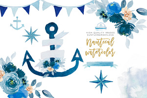 Nautical Watercolor Set Clipart