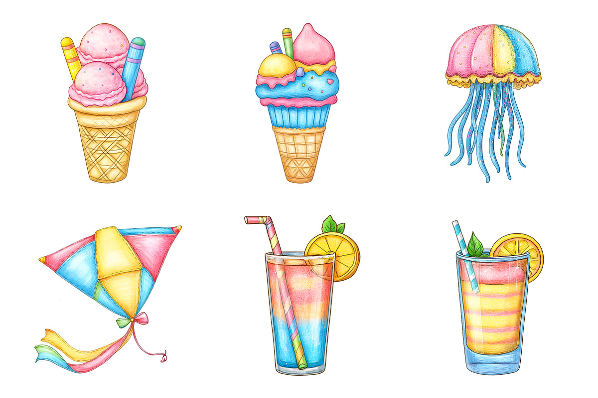 Summer Beach Line Art Doodles, an Illustration by SinaCreation (Photo 3 of 10)