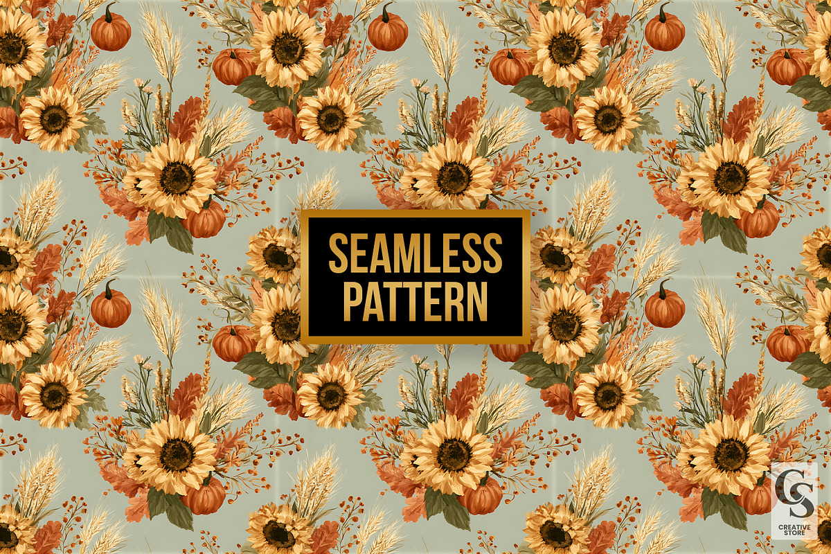 Sage Green Fall Garden Pattern, a Pattern Graphic by Creative Store (Photo 4 of 5)