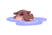 Cute hippos set + seamless patterns, an Animal Illustration by PaperTrident (Thumbnail 2 of 14)