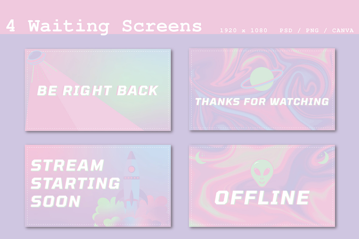 Streaming: Iridescent Galaxy Kit, a Social Media Template by Liseno Designs (Photo 2 of 9)