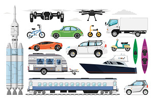 Transportation vehicles set, a Transportation Illustration by studioworkstock