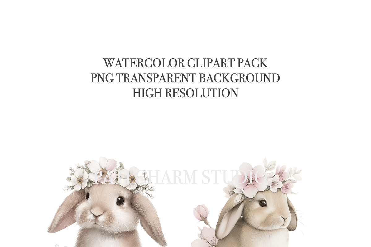 20 Floral Bunny Clipart, an Animal Illustration by Pati Charm Studio (Photo 5 of 8)