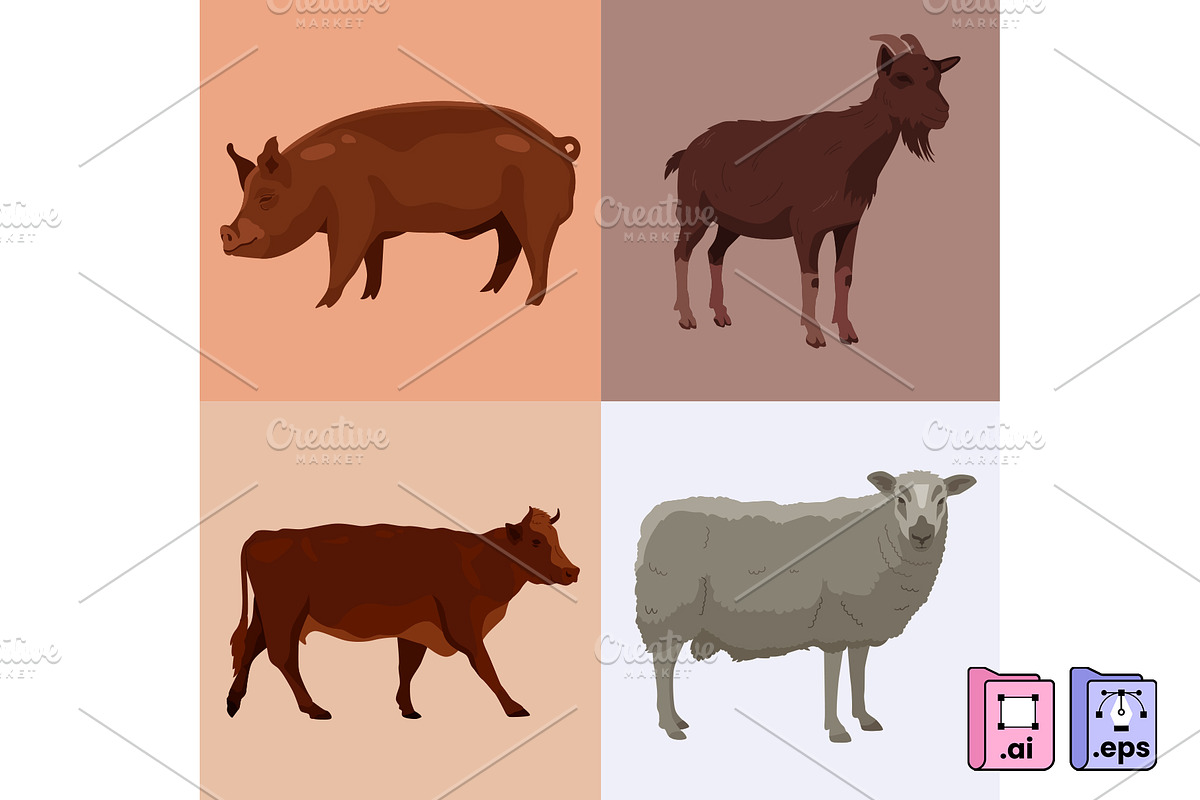 Farm Animal Silhouettes Set, an Animal Illustration by MISS CHATZ (Photo 3 of 3)