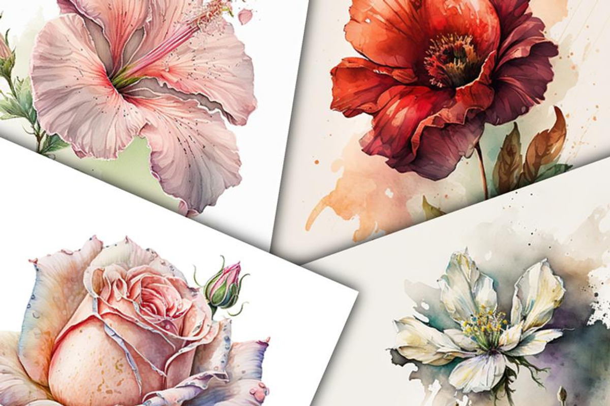 Floral Flower Watercolor Backgrounds, an Illustration by Gemstone (Photo 3 of 4)
