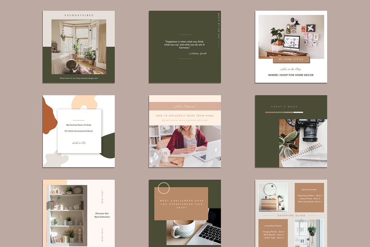 Interior Design Instagram Templates, a Social Media Template by ...