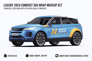 Luxury Compact SUV Wrap Mockup Set, a Product Mockup by Halal Graphic Studio
