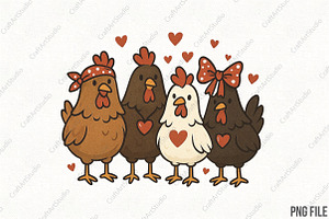Cute Valentine Chicken Sublimation, an Illustration by CraftArtStudio