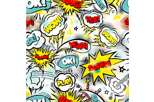 Seamless pattern text comic. hand, a Texture Illustration by Nenahliadava Design