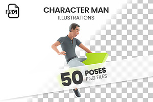 Character Man – Set of 50 Poses, a Person Illustration by 3DMask
