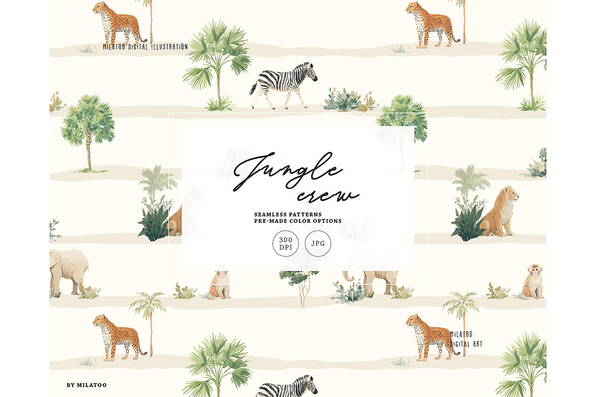 Safari animal nature reserve pattern, a Pattern Graphic by Milatoo (Photo 1 of 3)