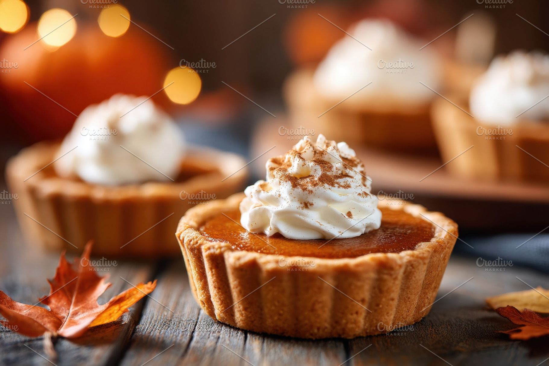 Autumn pumpkin pies with whipped cream, a Food & Drink Photo by AlyaAnd