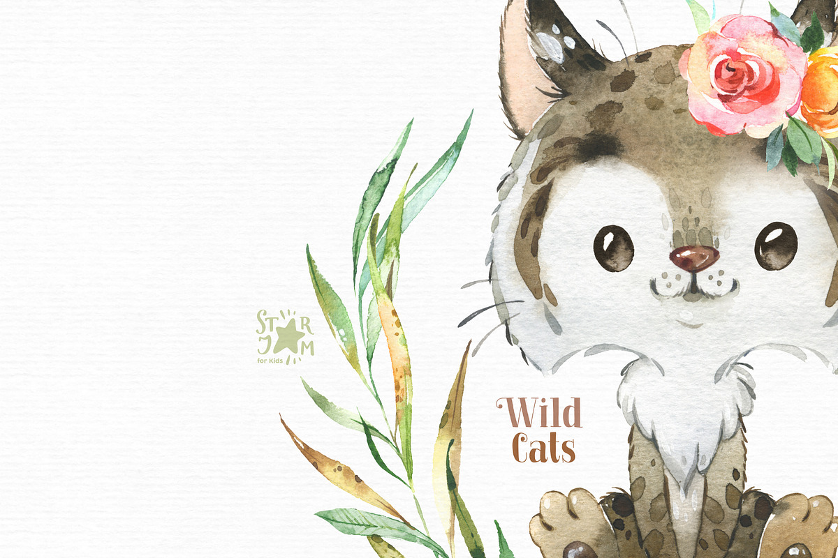 Wild Cats. Watercolor Collection, an Animal Illustration by StarJam (Photo 5 of 5)