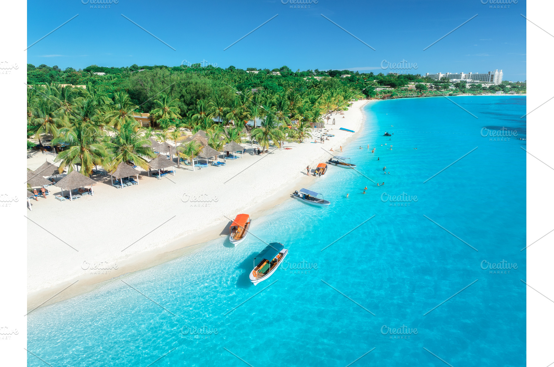 Aerial drone view of boats and sea, a Nature Photo by den-belitsky