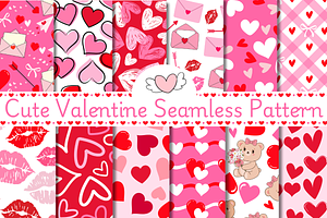 Romantic Valentine Seamless Pattern