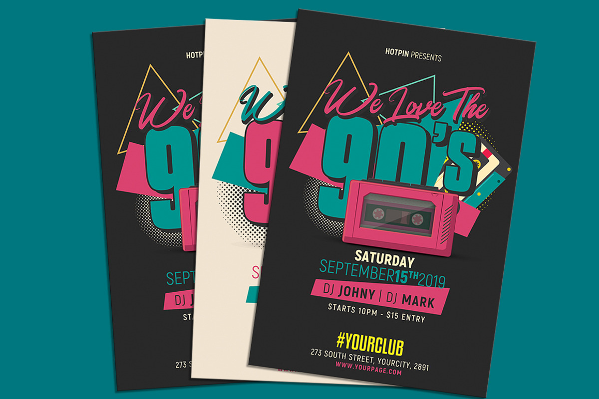 90s Retro Party Flyer, a Flyer Template by Hotpin (Photo 2 of 3)