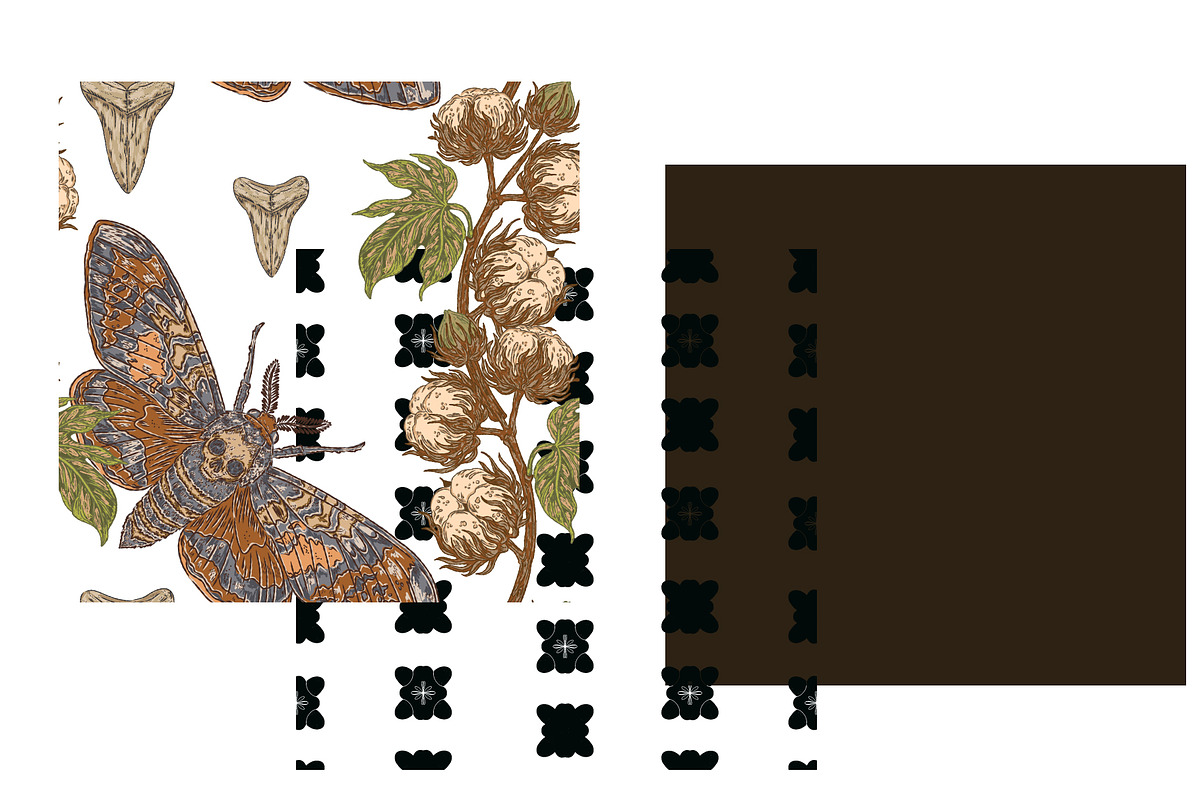 Hawk Moth, Cotton and Shark Tooth, a Pattern Graphic by NayaChu (Photo 8 of 10)