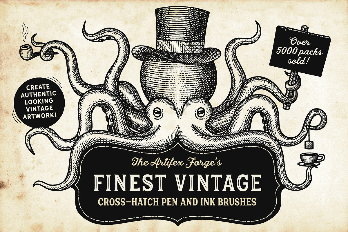 Finest Vintage - Illustrator Brushes, a Brush Add-On by The Artifex Forge (Photo 1 of 12)