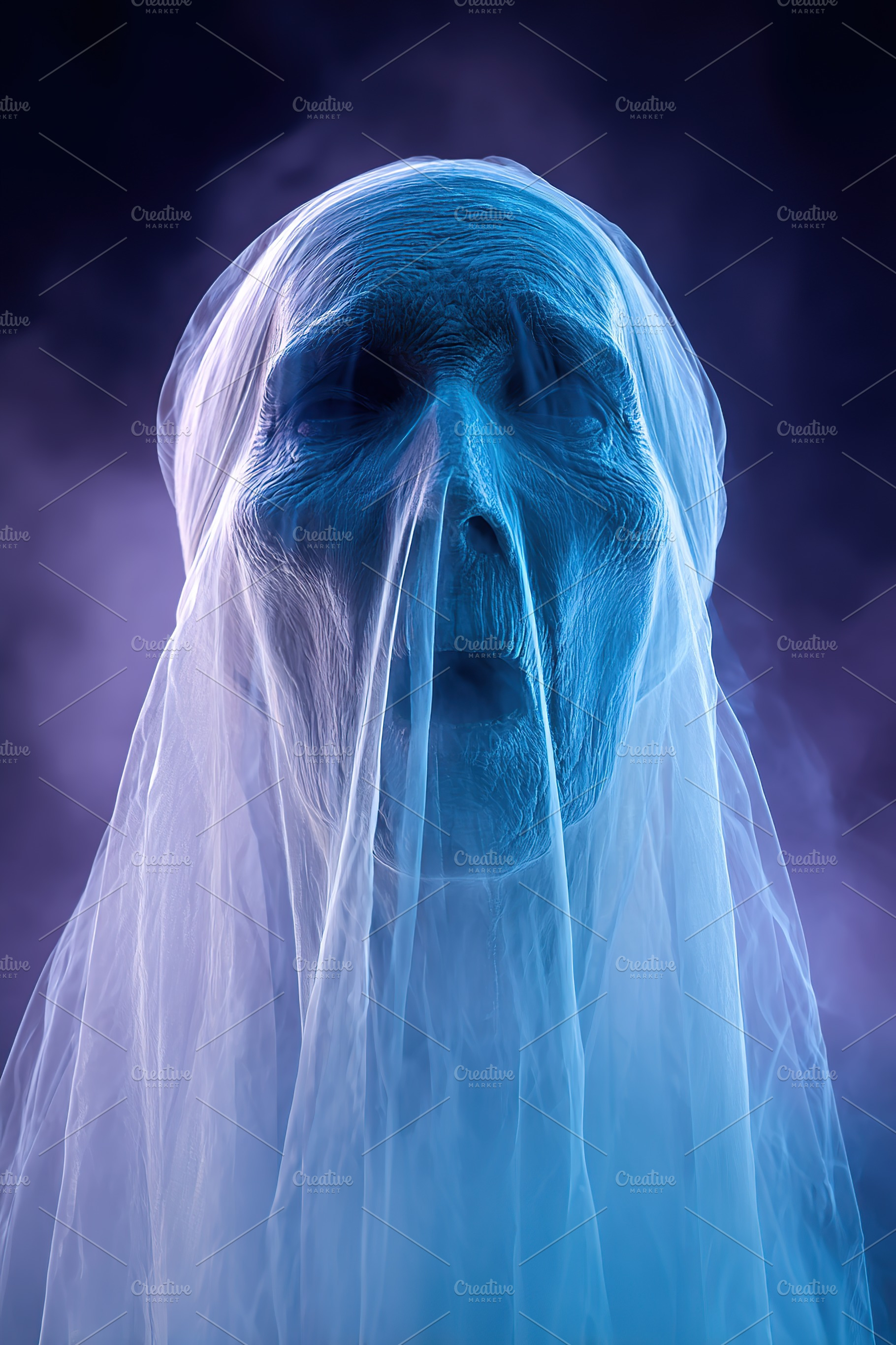 Mysterious figure shrouded in translucent veil emanating an eerie atmosphere at, an Arts & Entertainment Photo by AlyaAnd