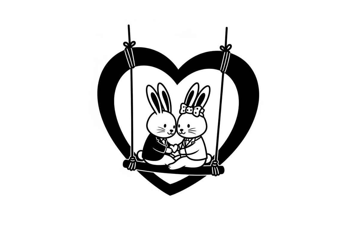 Cute Bunny Love Silhouette Icons, an Illustration by Creativeshirt (Photo 37 of 51)