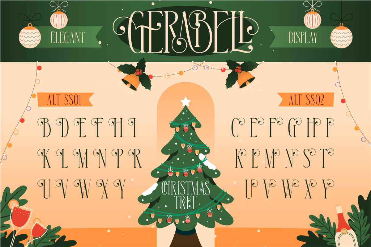 Gerabell - Condensed Christmas Serif, a Serif Font by Burntilldead (Photo 6 of 12)