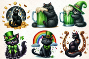 St. Patrick's Black Cats Clipart Bun, an Illustration by DreamCafeArt (Thumbnail 2 of 4)