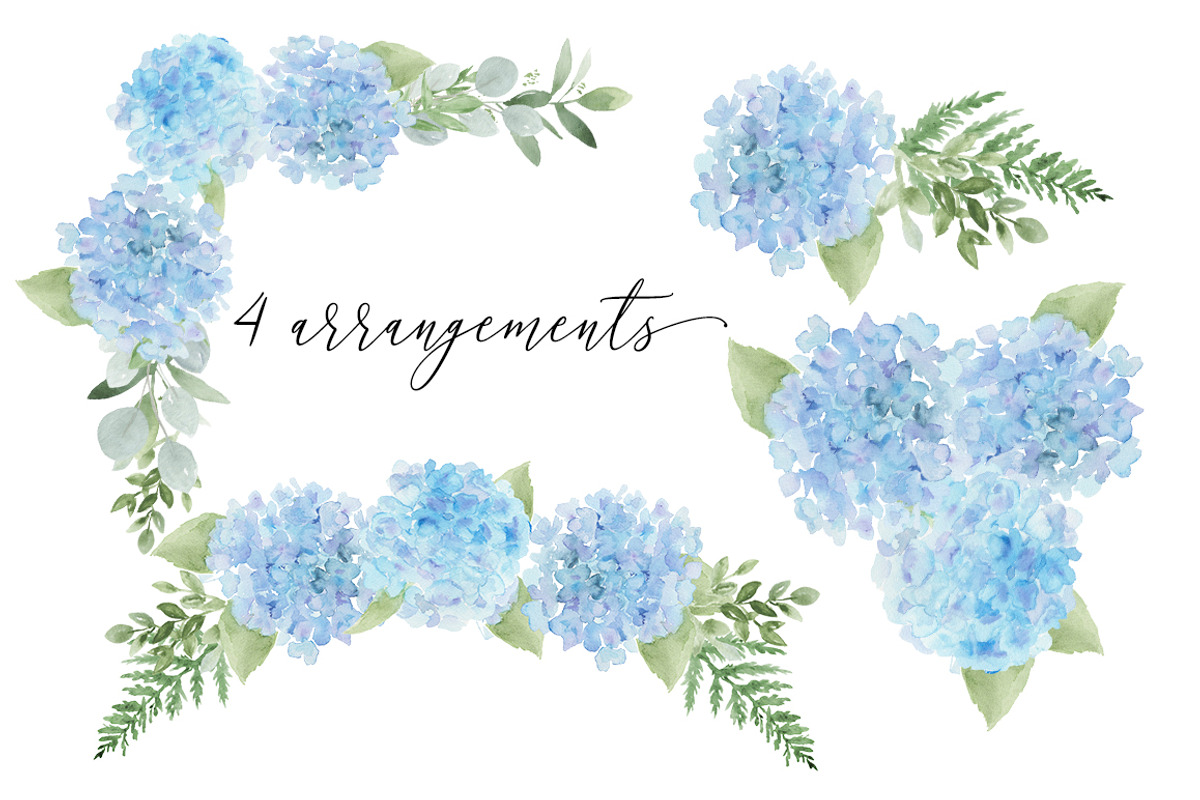 Blue Hydrangea Watercolor florals, an Illustration by DailyMiracleDigitals,LLC (Photo 9 of 11)