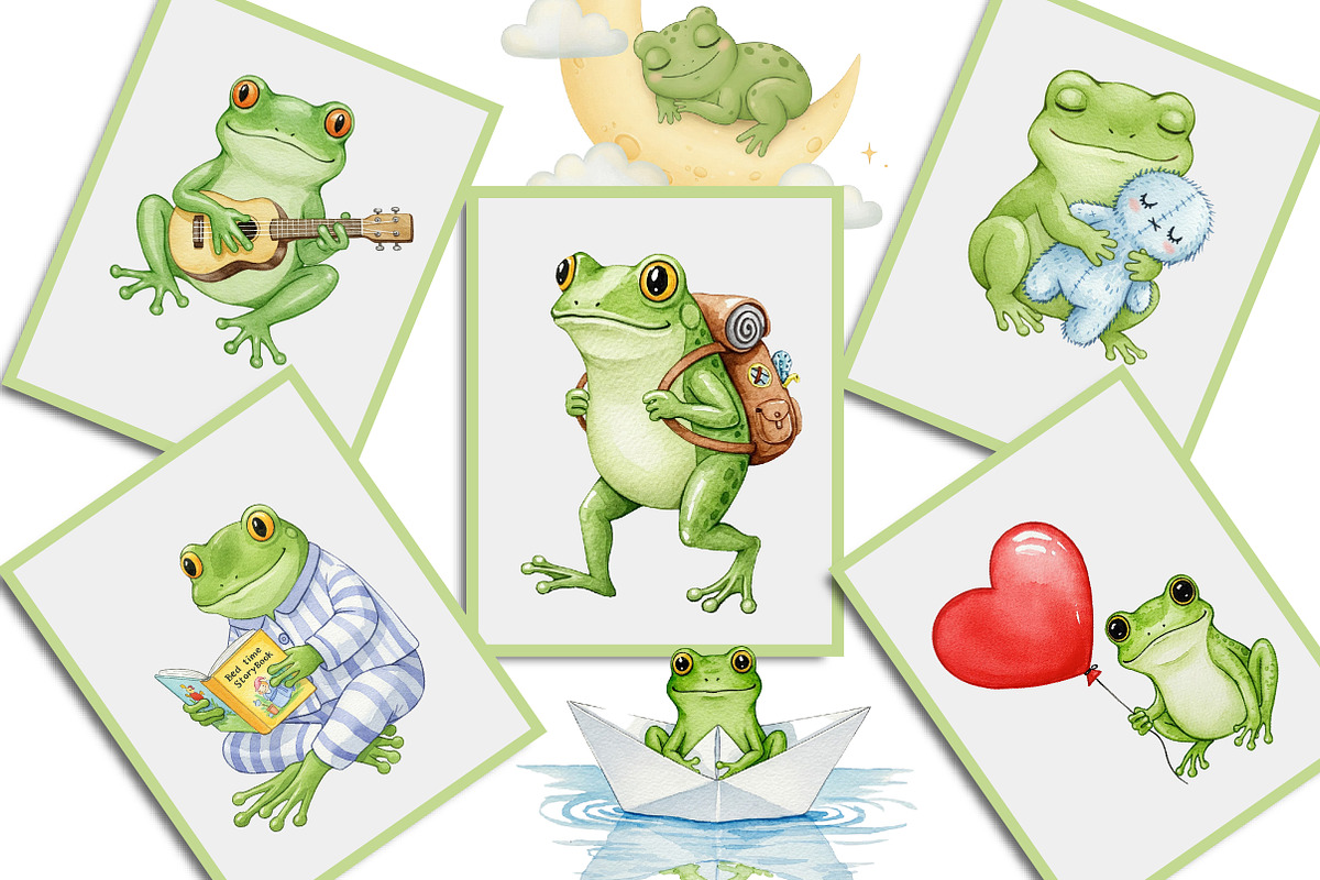 Frog Nursery Clipart Sublimation, an Illustration by Creative Art (Photo 9 of 10)
