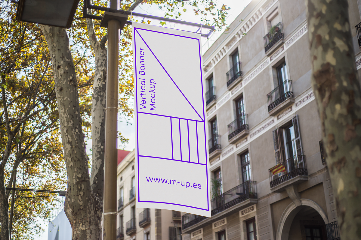 Barcelona Vertical Banner Mockup, an Advertising Mockup by M-up