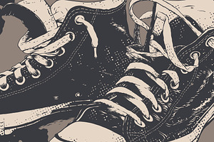 Sneakers Vector Grunge Illustration