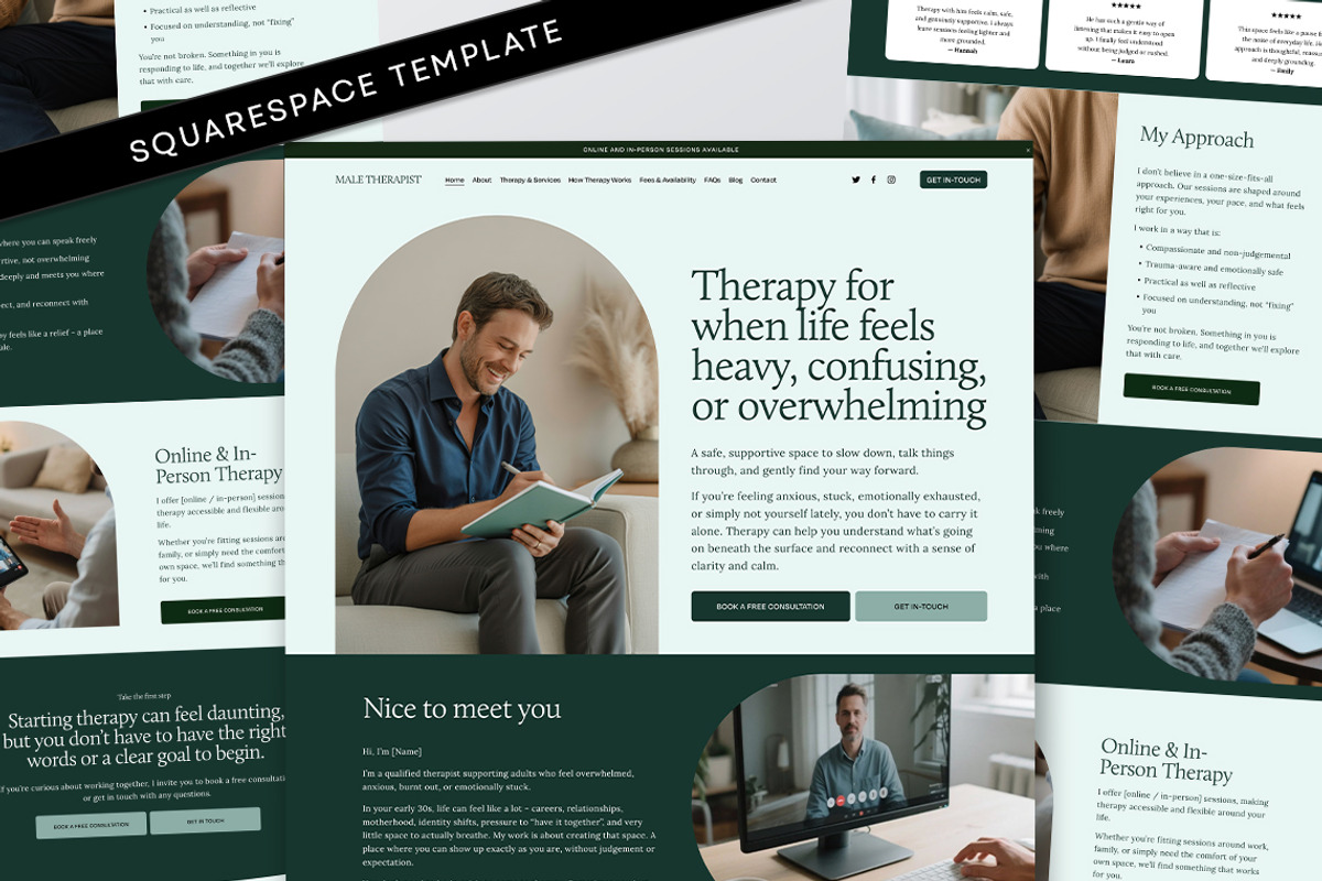 Male Therapist Squarespace Template, a Squarespace Template by Template Twist Shop (Photo 1 of 9)